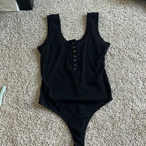 AUDREY 3+1 black ribbed button up bodysuit